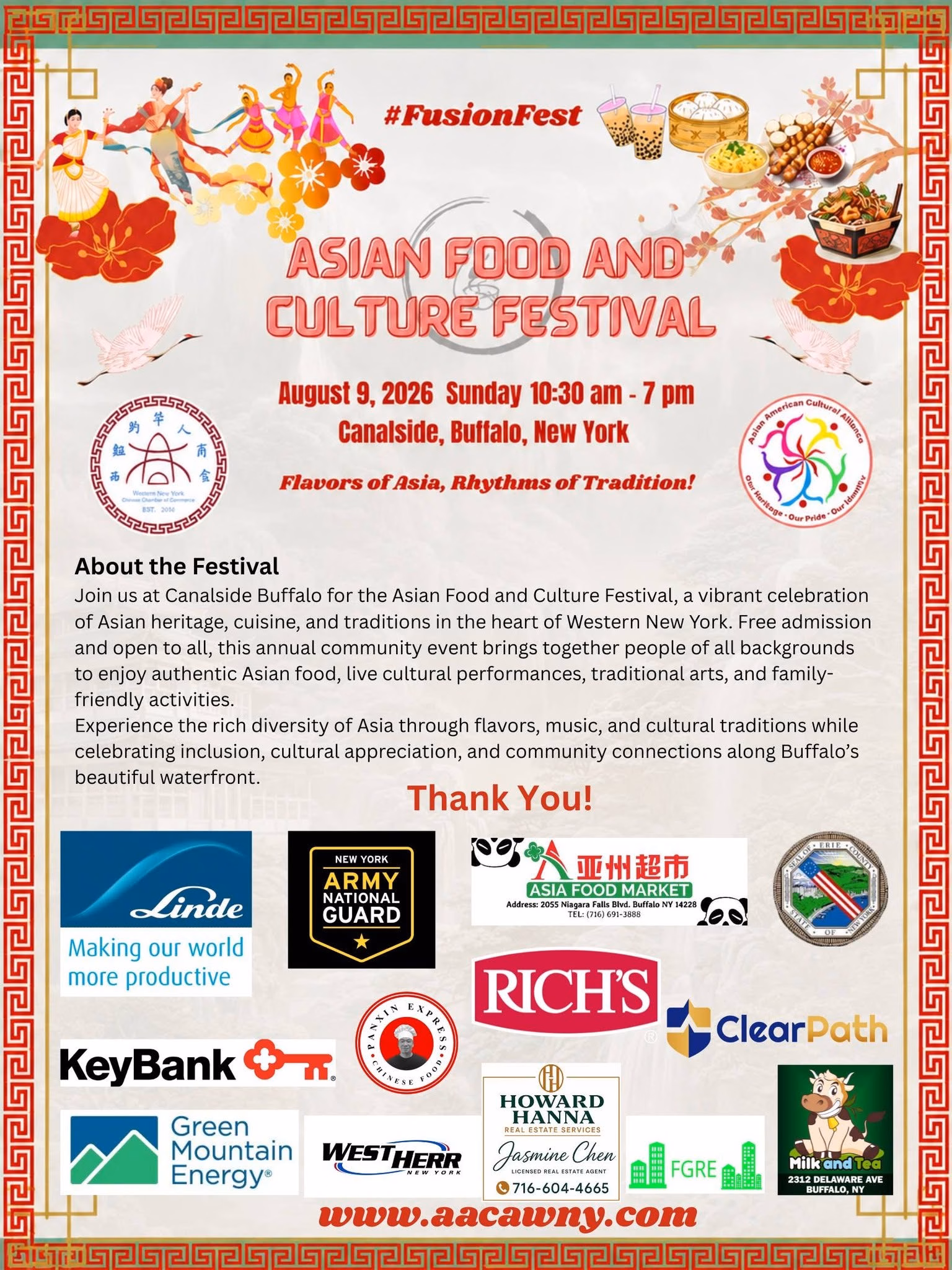 The 2026 Asian Food and Culture Festival Flyer